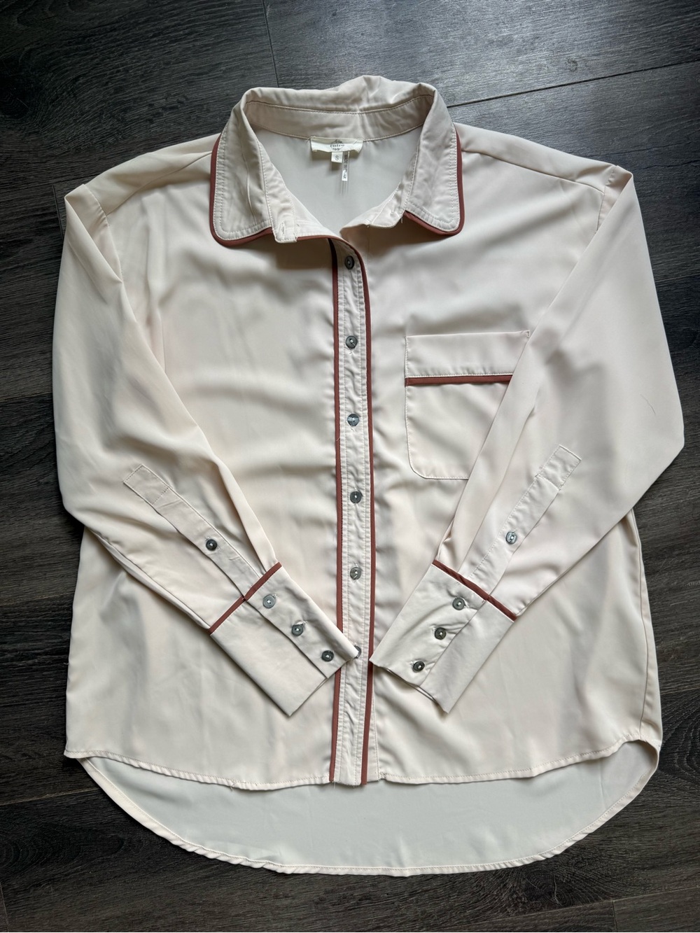entro Cream Blouse with Subtle Stitching